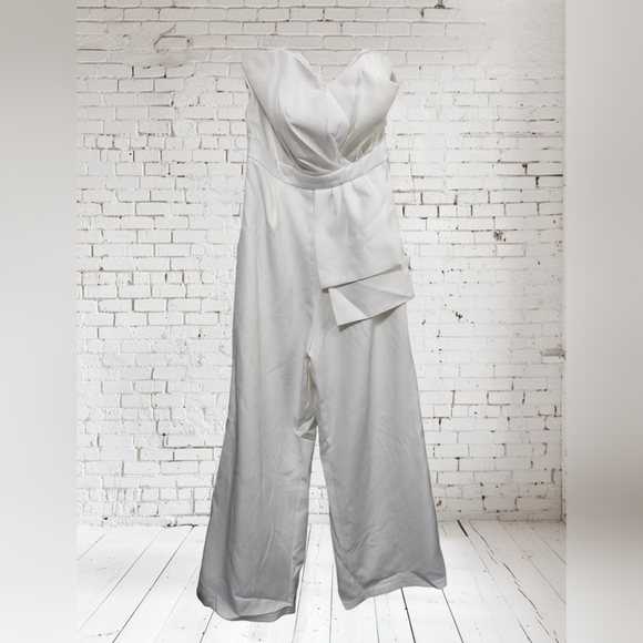 2459) Lulus Won A Heart White Strapless Wide-Leg Pantsuit Size Small - Picture 2 of 14